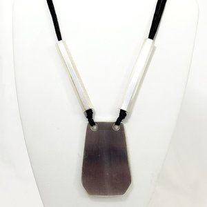 Crafted Silver Heavy Aluminum Pendant 27" Multi Strand Leather Necklace JN1255